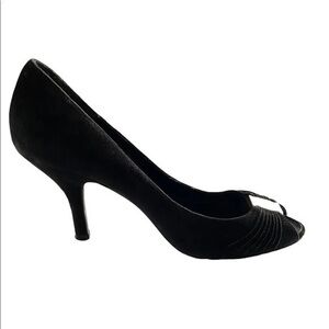 NICKELS SOFT FANTASY BLACK LEATHER UPPER OPEN TOE PUMP SIZE 9M